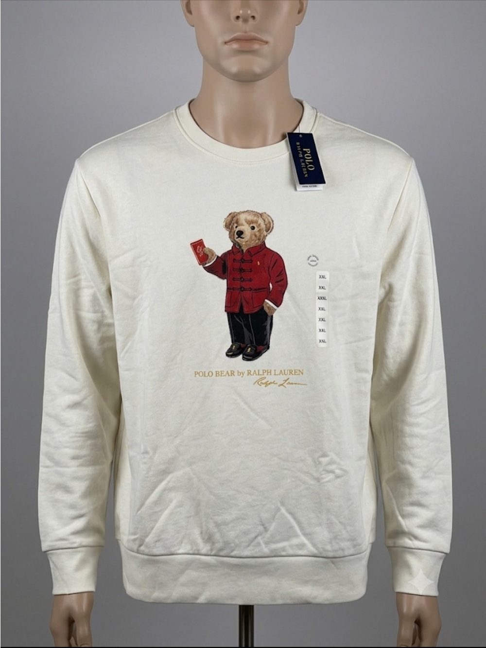 NWT Polo Ralph Lauren Lunar New Year Polo Bear Sweatshirt Cream XXL